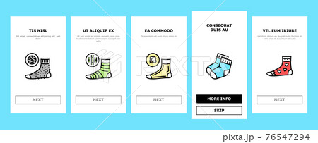 Socks Fabric Accessory Onboarding Icons Set Vector Socks Fabric Accessory Onboarding Icons Set Vector 76547294