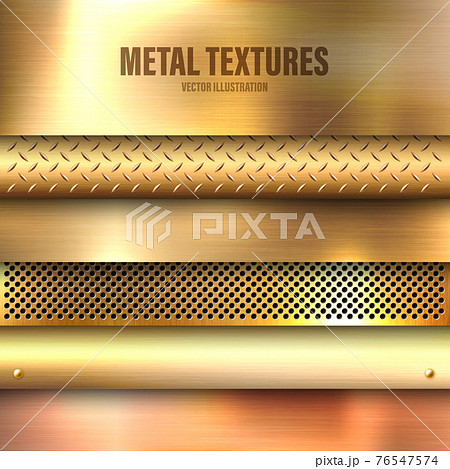 Realistic brushed metal textures set. Polished stainless steel background. Vector illustration. Realistic brushed metal textures set. Polished stainless steel background. Vector illustration. 76547574