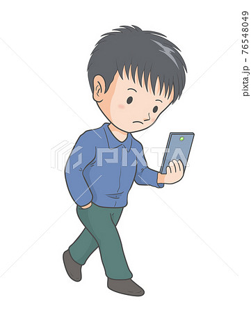 歩きスマホをする男性のイラスト素材