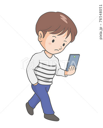歩きスマホをする男性のイラスト素材
