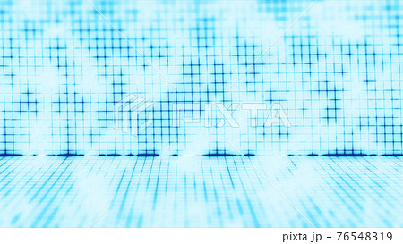 水色のデジタルのキラキラグリッド抽象幾何学背景 76548319