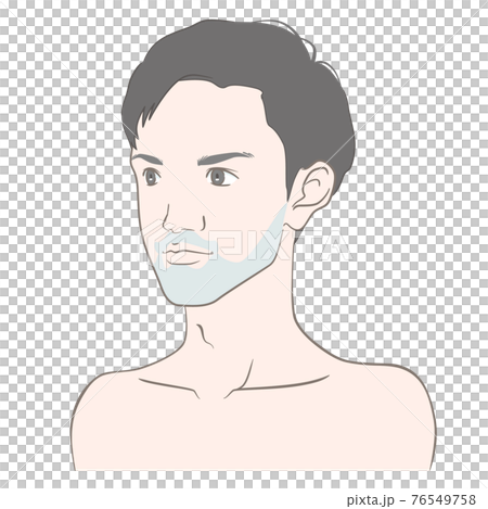 【ななめ前向き】20代から30代前半くらいの青髭の男性のイメージイラスト 76549758