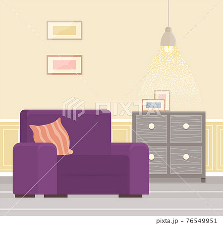 Retro lilac colored armchair. Living room furniture design concept modern home interior element 76549951