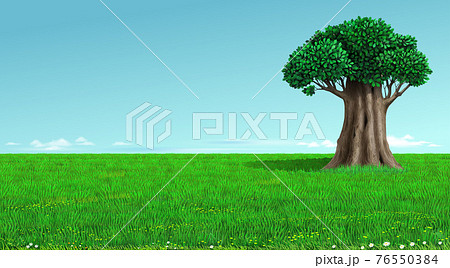 Old oak tree on a green field landscape Old oak tree on a green field landscape 76550384