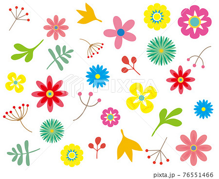 カラフルな草花 ベクターイラスト 背景のイラスト素材