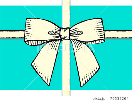 白色のリボンのイラスト レトロな手描きイラスト アンティーク調 可愛いラッピング のイラスト素材