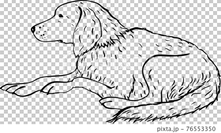 Stylized dog line art. Artistic animal silhouette - Stock