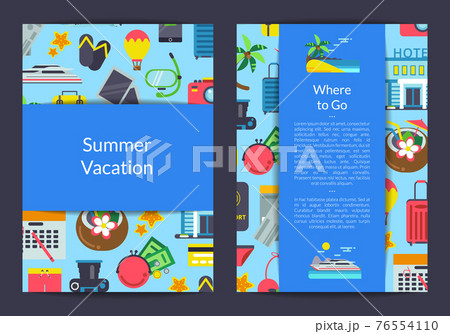 flat travel elements card, flyer or brochure template for travel agency 76554110