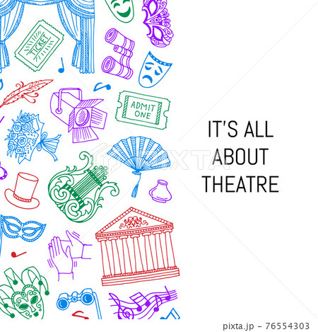 doodle theatre elements background illustration 76554303