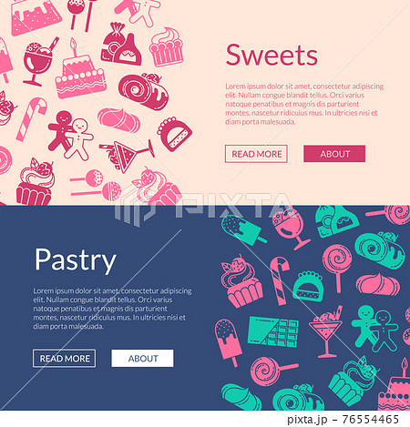 web banner template style sweets icons 76554465