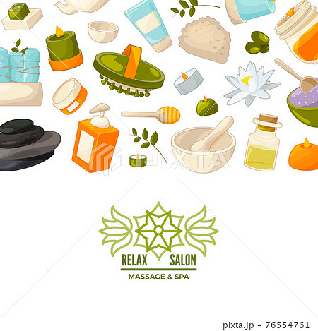 background with place for text with cartoon beauty and spa elements 76554761