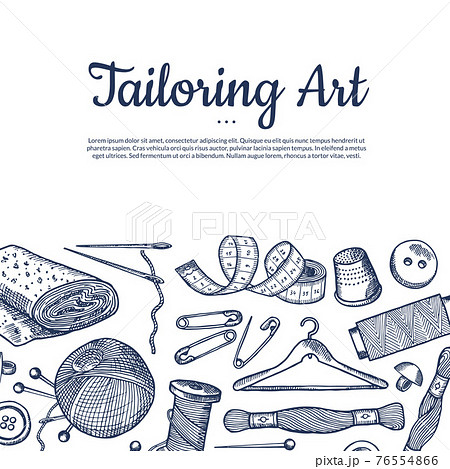 hand drawn sewing elements background illustration 76554866