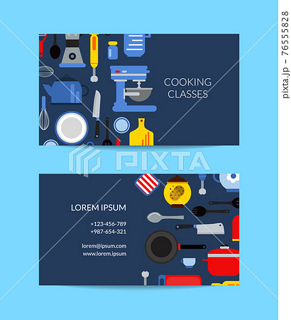 flat style kitchen utensils business card template 76555828