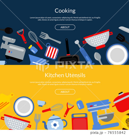 flat style kitchen utensils illustration 76555842