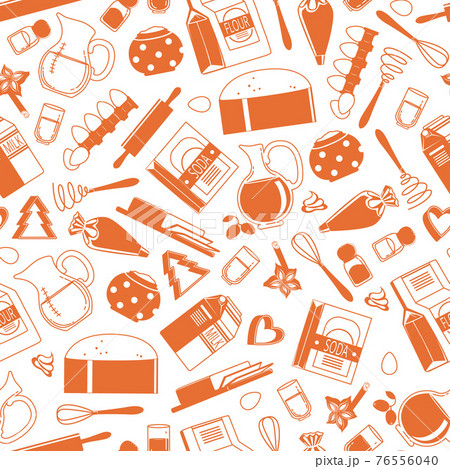cooking ingridients or groceries pattern in flat style 76556040