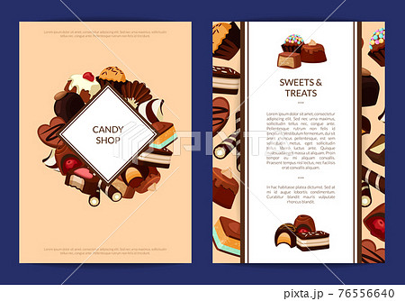 card or flyer templates set with cartoon chocolate candies card or flyer templates set with cartoon chocolate candies 76556640