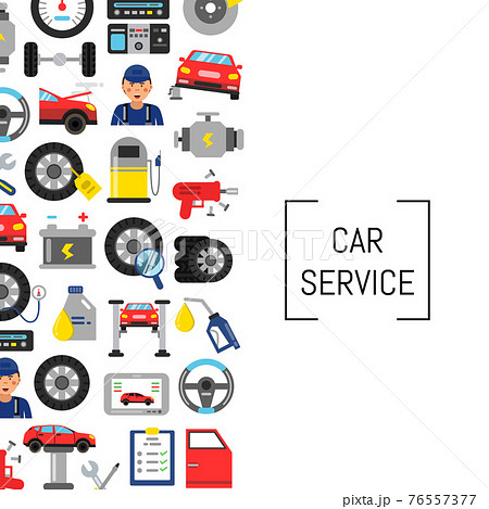 background with flat style car service elements and place for text 76557377