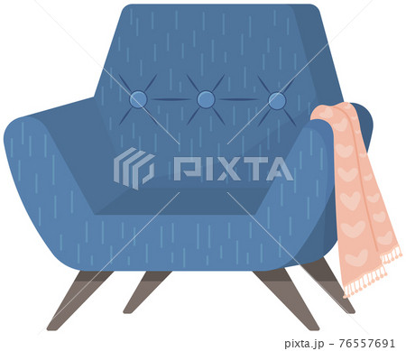Retro blue colored armchair. Living room furniture design concept modern home interior element Retro blue colored armchair. Living room furniture design concept modern home interior element 76557691