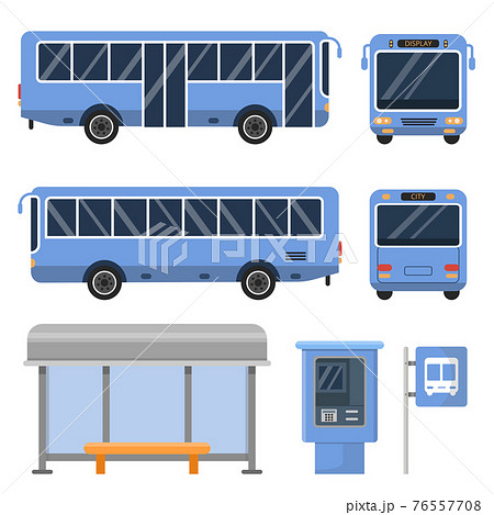 Illustration Of Bus Stop And Various Views Of のイラスト素材