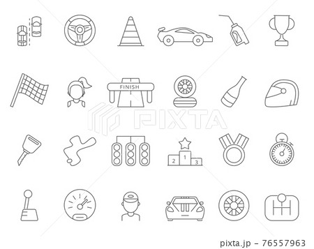 Linear icon set of formula 1 cars 76557963