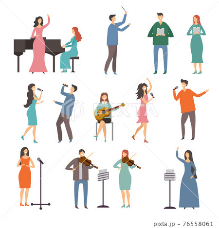Musician persons in different music duets. characters of singers Musician persons in different music duets. characters of singers 76558061