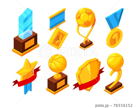 Isometric set of sport trophy 76558152