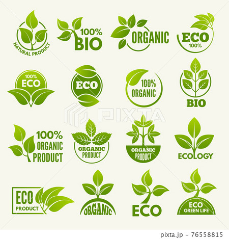 Logos of eco style. Business concepts to protect nature 76558815