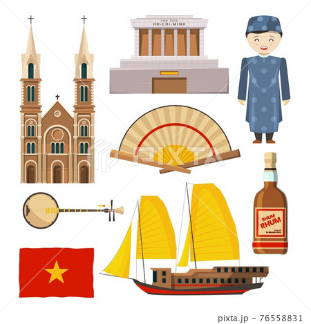 Different pictures of Vietnam symbols isolate on white background 76558831