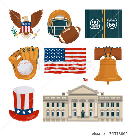 Usa landmarks and other different cultural objects Usa landmarks and other different cultural objects 76558862