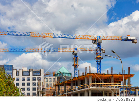 Construction of a multi-storey building using the modern method of monolithic frame technology. 76558873