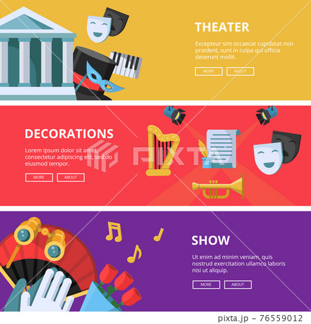 Performance or theatre illustrations. Horizontal banners 76559012