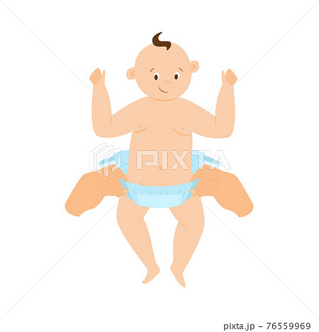 Baby diaper change - hands changing cartoon... - Stock Illustration  [76559969] - PIXTA