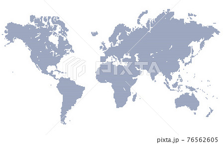 情報通信イメージ細い線ラインと四角キューブドットで構成されたスタンダード世界地図のイラストのイラスト素材