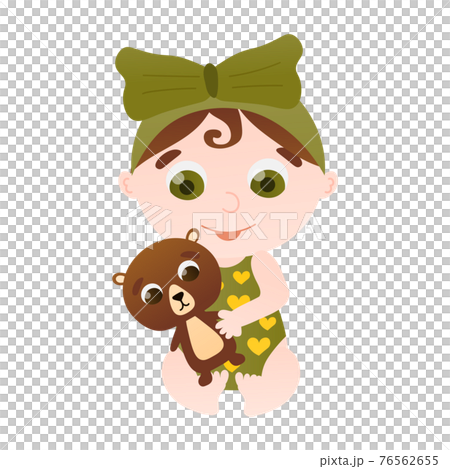 Cute baby girl with Teddy Bear. Illustration of Cute baby girl