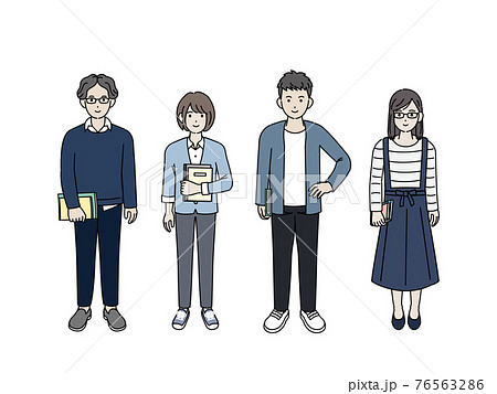 大学生 女子大生 若い男女 全身 イラスト素材のイラスト素材