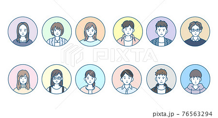若い男女 人々 大学生 アイコン セット イラスト素材 若い男女 人々 大学生 アイコン セット イラスト素材 76563294