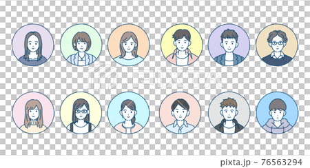 若い男女 人々 大学生 アイコン セット イラスト素材 若い男女 人々 大学生 アイコン セット イラスト素材 76563294