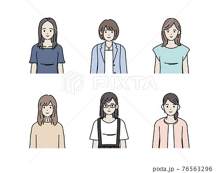 若い女性 セット 大学生 上半身 イラスト素材のイラスト素材