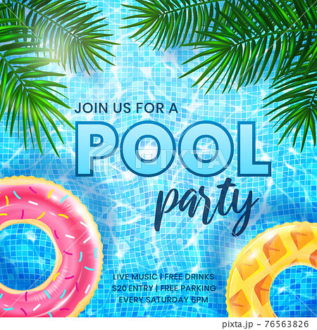 Pool Party invitation banner template. Ripple... - Stock Illustration  [76563826] - PIXTA