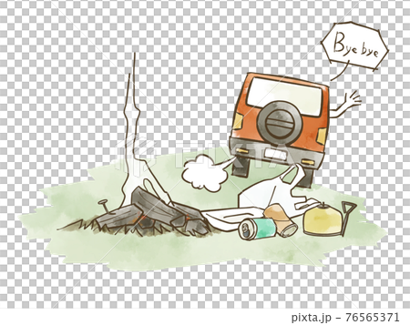 Annoying campers leaving the campsite without cleaning up 76565371