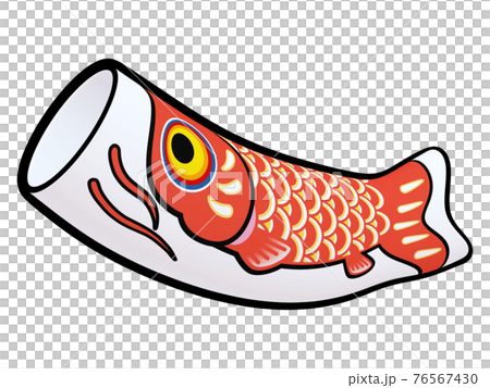 兒童節鯉魚旗插畫素材（5）線描風格紅黃色（5） 76567430