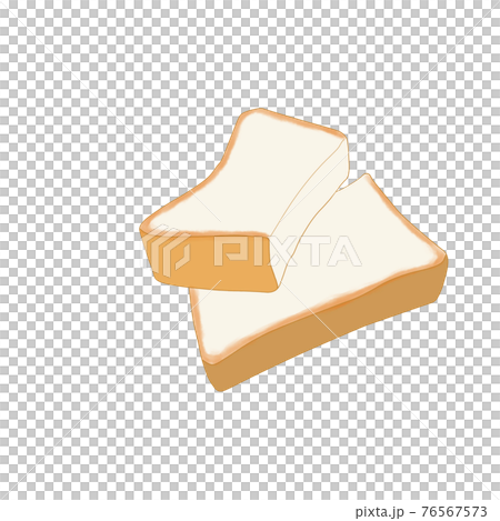 半分に切った厚切り食パン 手描き のイラスト素材
