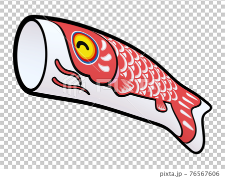 Illustration material for Children's Day Carp streamer (5) Line drawing style red (2) 76567606