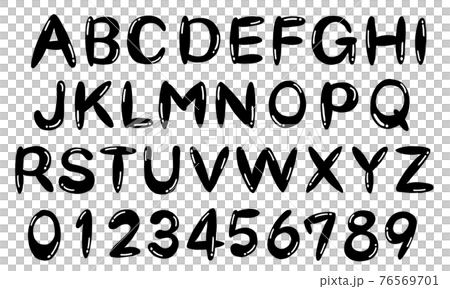 黒のぷっくり手書き大文字アルファベットセット 76569701