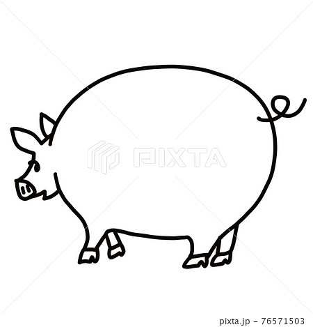 手描き風かわいい後ろ姿の豚吹き出しのイラスト素材