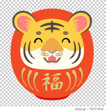 2022 Tiger Year New Year's card material Smiley Tiger Daruma [Red] 76571934