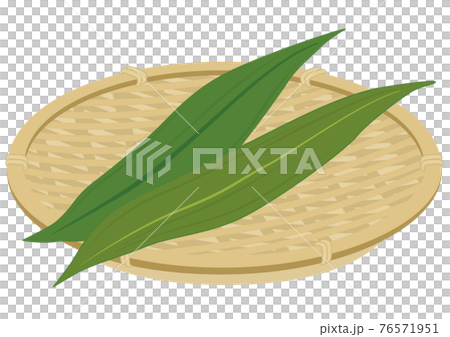 Bamboo colander and bamboo leaves Bamboo colander and bamboo leaves 76571951