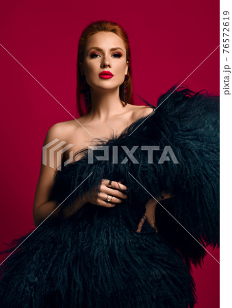 Gorgeous sensual rich slim young red-haired woman Gorgeous sensual rich slim young red-haired woman 76572619