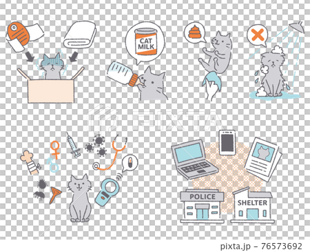 Illustration set to care for cats 76573692