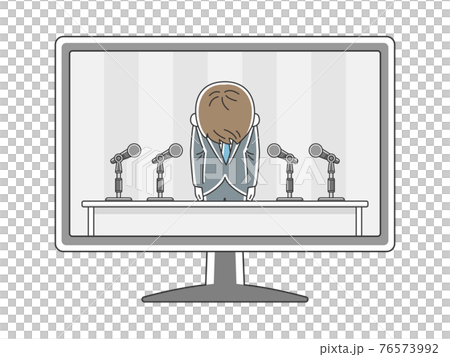 テレビで謝罪会見をする男性のイラストのイラスト素材